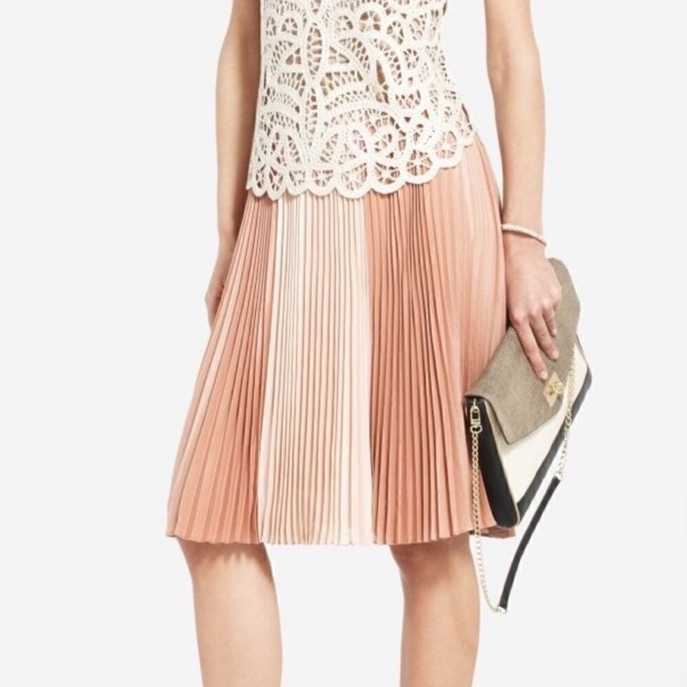BCBGMaxAzria Tisa Colorblock Pleaded Waistband Skirt.Size XS